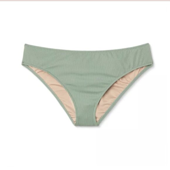 SHADE & SHORE RIBBED BIKINI BOTTOM MID RISE HIPSTER SAGE GREEN WOMEN'S XL NWT - Picture 3 of 4